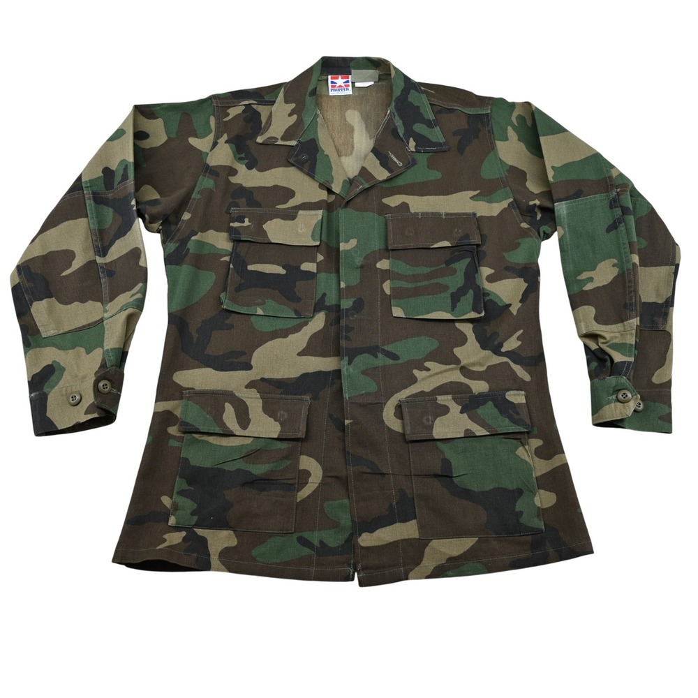 Vintage 1996 Propper Woodland Camo BDU Jacket Combat Coat Mens Medium Long